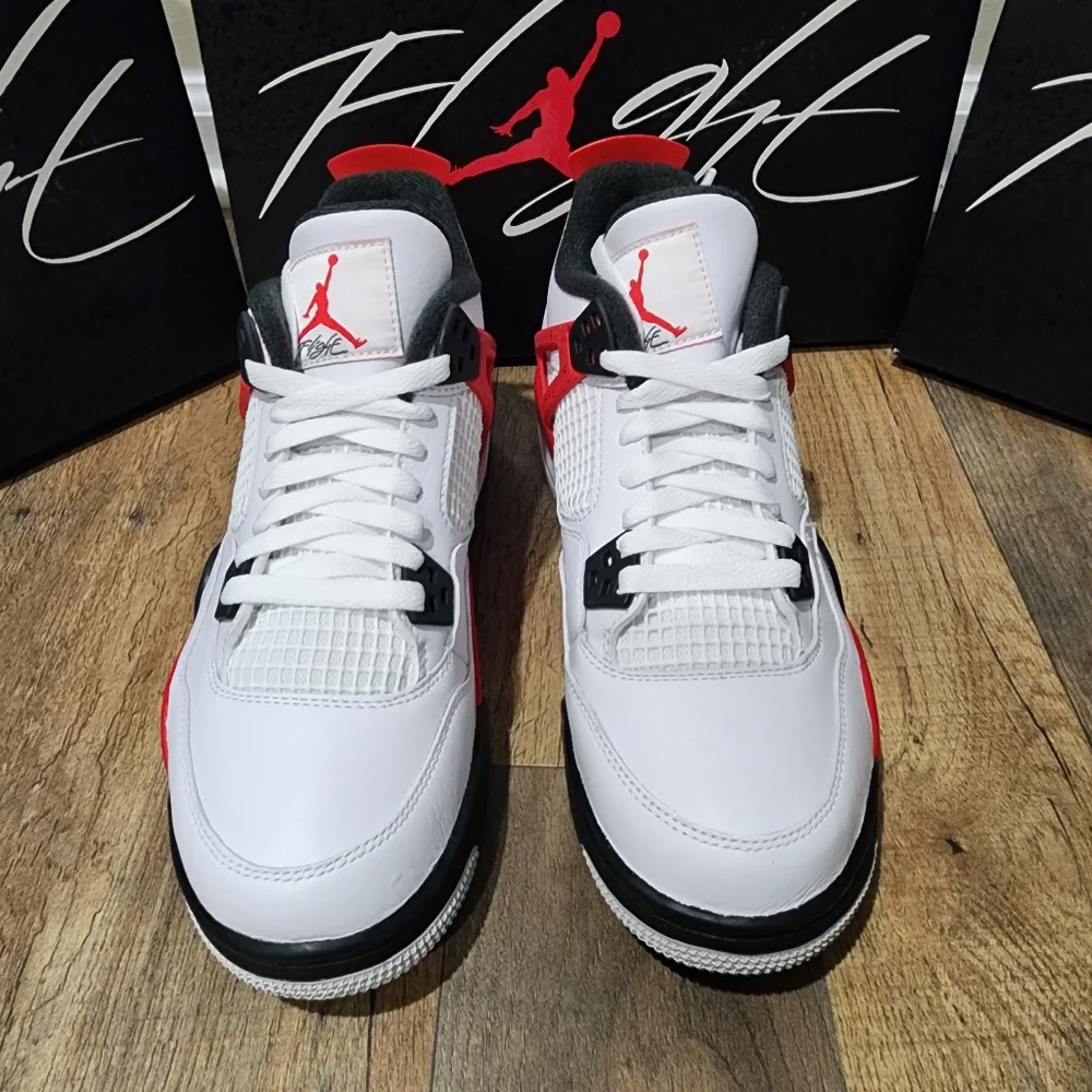 Nike Air Jordan 4 Red Cement 408452-161 Mens Sz 6y - 7y New - Picture 3 of 9